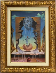 Salvador Dali Spanish 1904 - 1989 Oil on Canvas Painting in the style of. Magritte,Picasso Era.