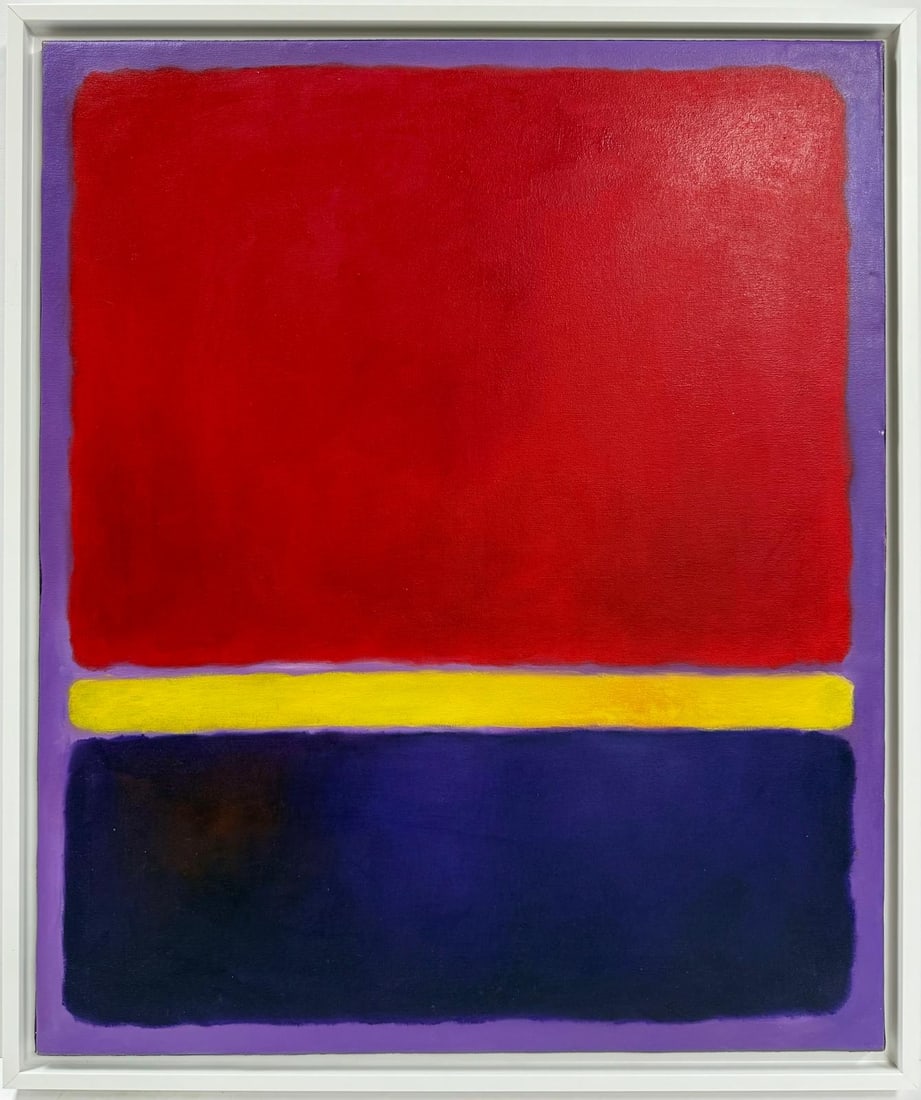 Mark Rothko Russian / American 1903 - 1970 In The Style of Oil on canvas painting Pollock: Title:No title Technique:Oil on canvas Dimensions:24 x 20 inches Collection:Private collection Description:This abstract composition features a bold, minimalistic arrangement of color blocks, divided