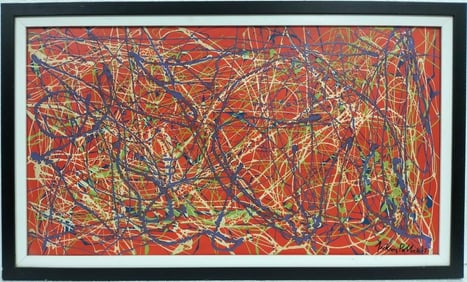 Jackson Pollock American Oil on canvas Painting In The Style of. Rothko Kline de Kooning O'Keeffe.