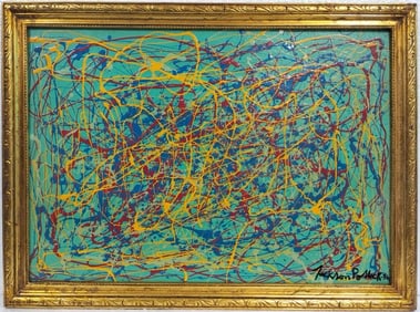 Jackson Pollock American Enamel on canvas Painting In The Style of Rothko Kline de Kooning O'Keeffe.