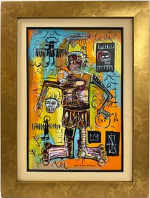 Jean Michel Basquiat Neo Expressionist In The Style of. Pollock Andy Warhol Era Acrylic on Canvas