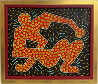 Keith Haring American 1958 - 1990 Acrylic/Canvas In The Style of Warhol Haring Pop Art Era.