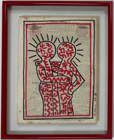 Keith Haring American 1958 - 1990 Ink on paper In The Style of Warhol Haring Pop Art Era.