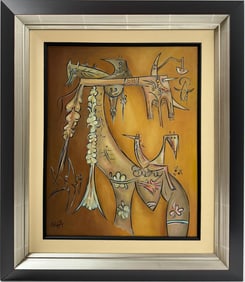 Wifredo Lam Cuban 1902 - 1982 Oil on Canvas in the style of painting. Kahlo, Rivera Latin American