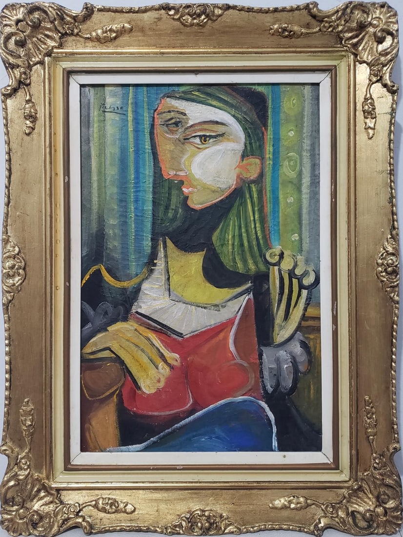 Pablo Picasso Spanish 1881-1973 Beautiful Oil On Canvas Painting in the style of Dali Magritte, Era (1 of 7)