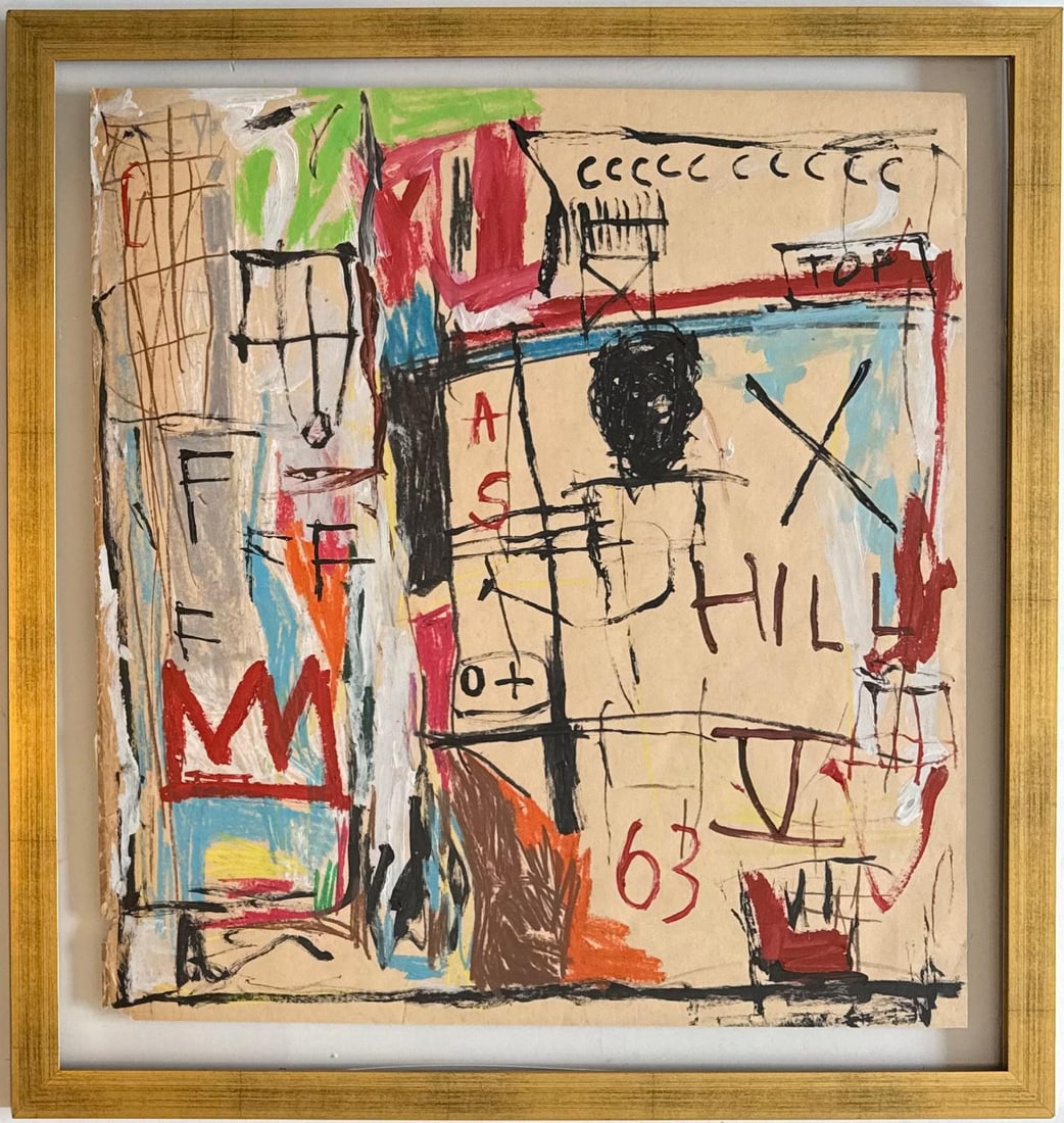 Jean Michel Basquiat Neo Expressionist In The Style of. Pollock Andy Warhol Era Acrylic on Canvas (1 of 8)