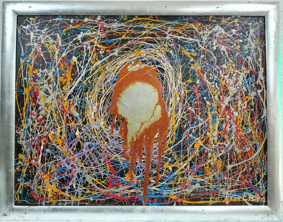 Jackson Pollock American Enamel on canvas Painting In The Style of Rothko Kline de Kooning O'Keeffe. (1 of 8)