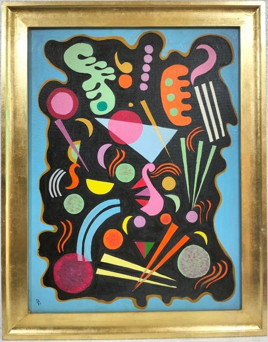 Wassily Kandinsky 1866 - 1944 Oil on Canvas Painting in the style of. Mondrian. Malevich Era (1 of 8)