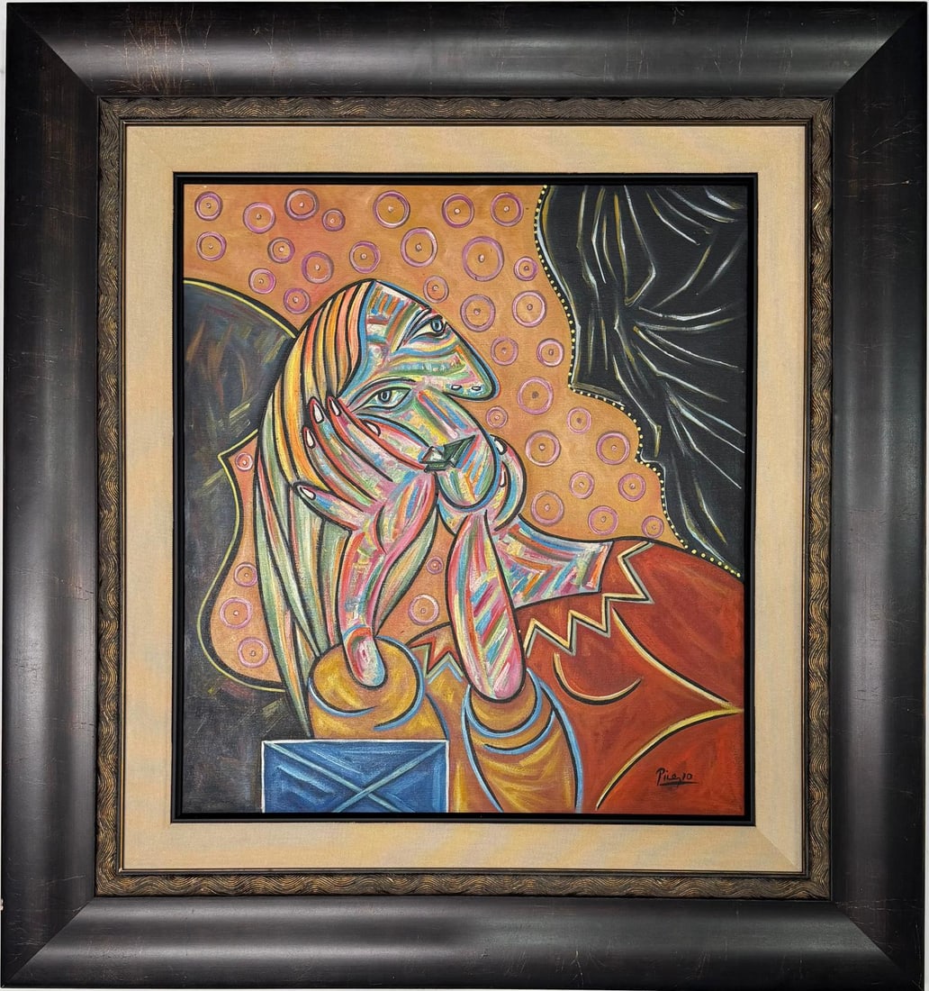 Pablo Picasso Spanish 1881-1973 Beautiful Oil On Canvas Painting in the style of Dali Magritte, Era (1 of 7)