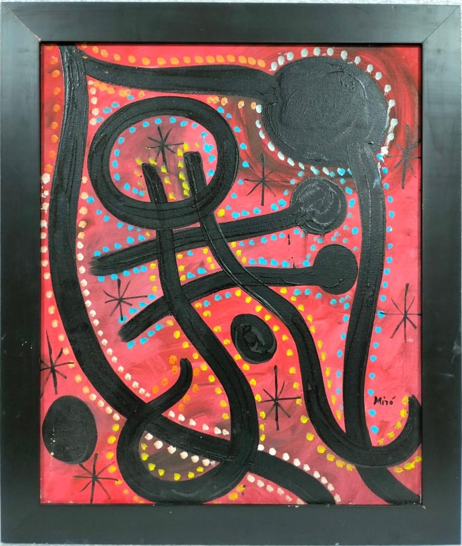 Joan Miro Spanish 1893 - 1983 Oil on Canvas in the style of. Dali Picasso Magritte Chagall Era (1 of 10)