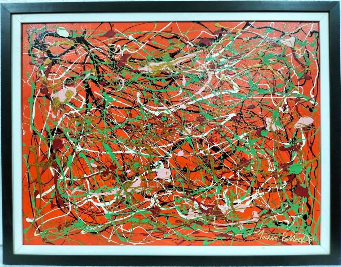Jackson Pollock American Enamel on canvas Painting In The Style of Rothko Kline de Kooning O'Keeffe. (1 of 9)