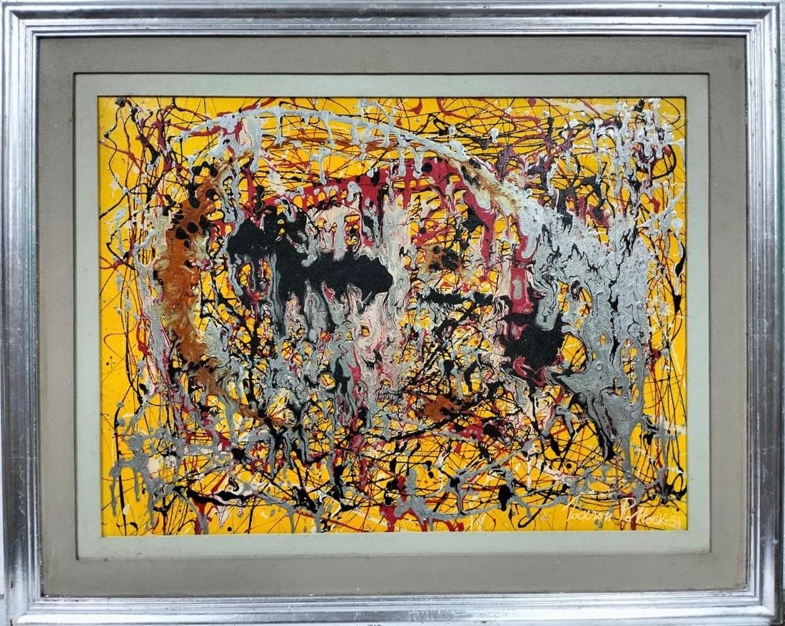Jackson Pollock American Enamel on canvas Painting In The Style of Rothko Kline de Kooning O'Keeffe. (1 of 9)