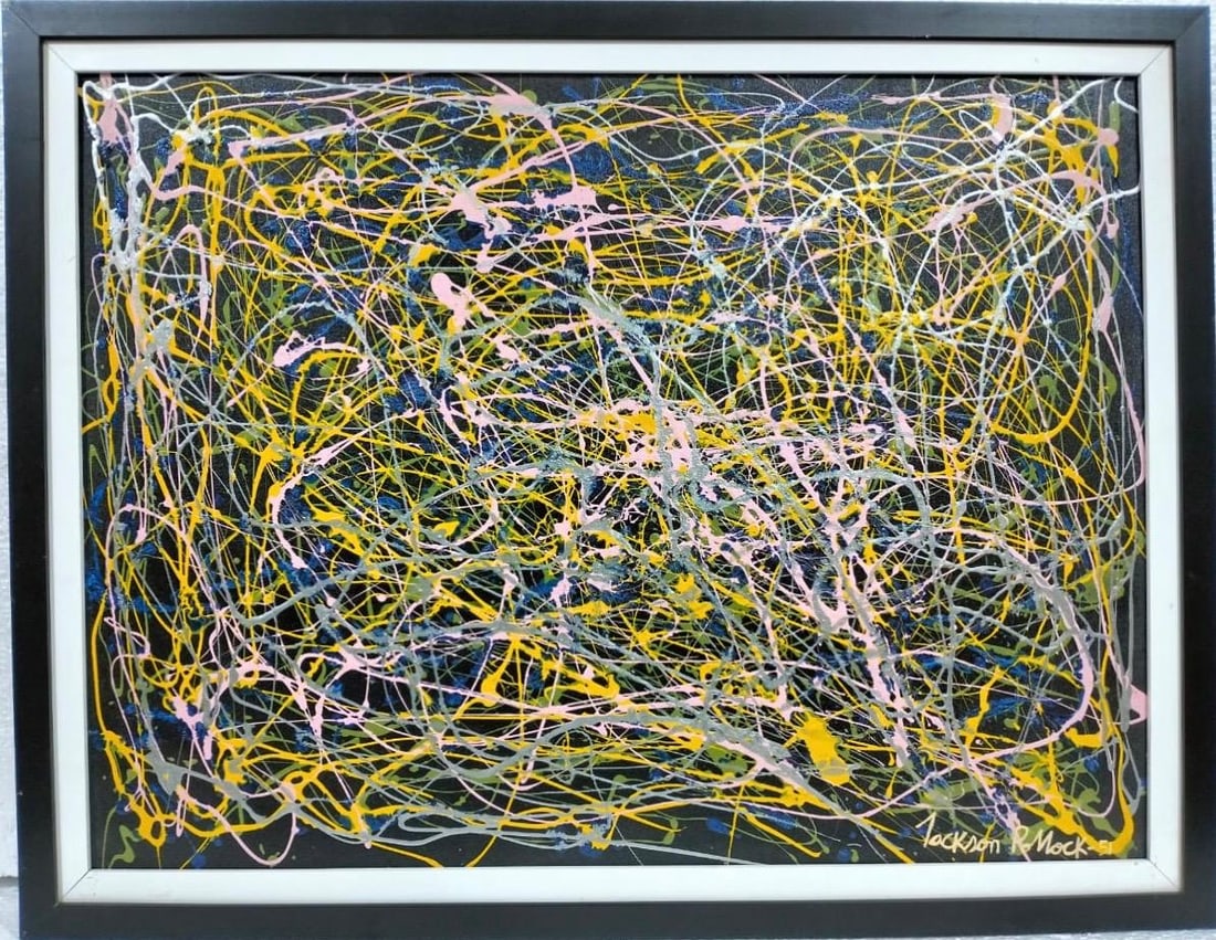 Jackson Pollock American Enamel on canvas Painting In The Style of Rothko Kline de Kooning O'Keeffe. (1 of 9)