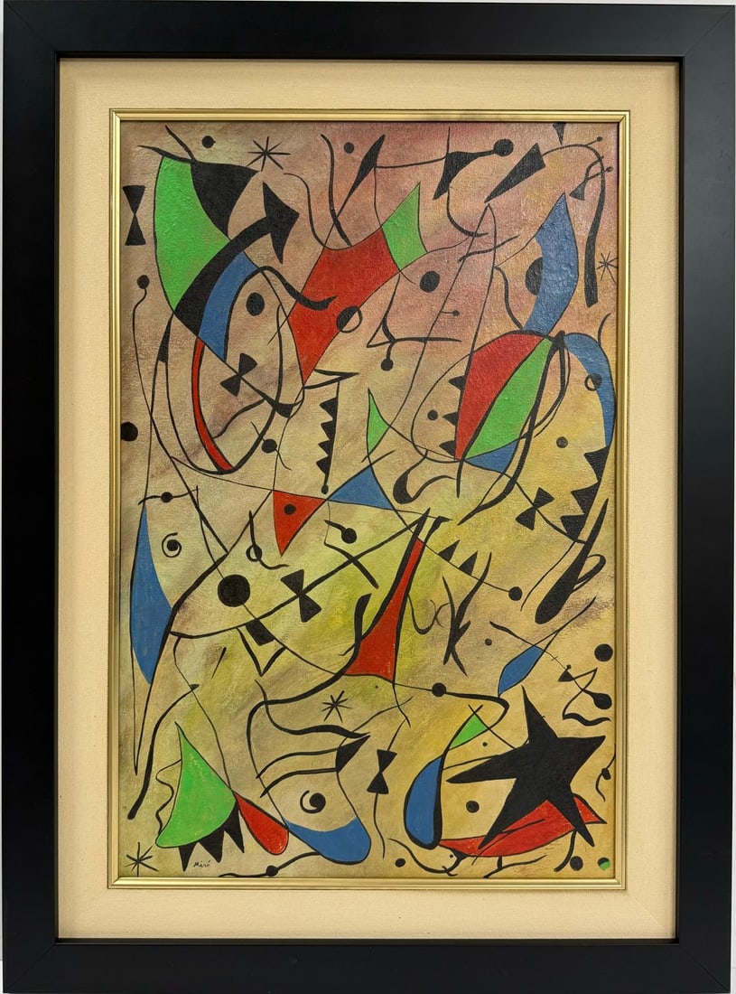 Joan Miro Spanish 1893 - 1983 Oil on Canvas in the style of. Dali Picasso Chagall Era. (1 of 5)