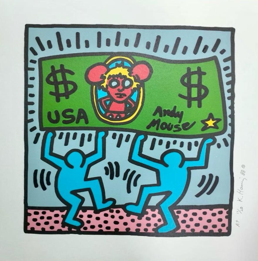 Keith Haring American 1958 - 1990 Screenprint In The Style of Warhol Haring Pop Art Era. (1 of 5)
