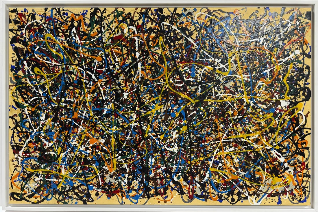 Jackson Pollock American Oil on canvas Painting In The Style of. Rothko, Kline, de Kooning O'Keeffe. (1 of 8)