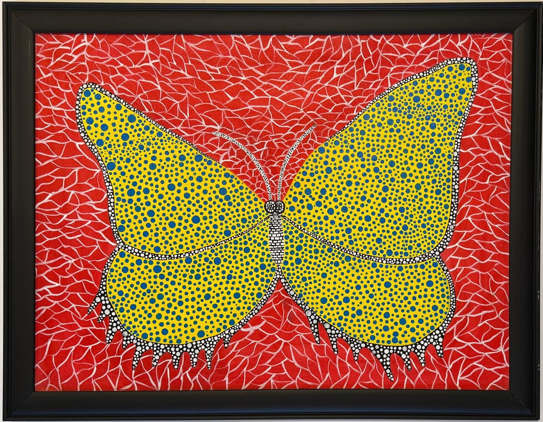 Yayoi Kusama (B.1929), In the Style of Andy Warhol Haring Pop Art Era. Acrylic on Canvas (1 of 7)