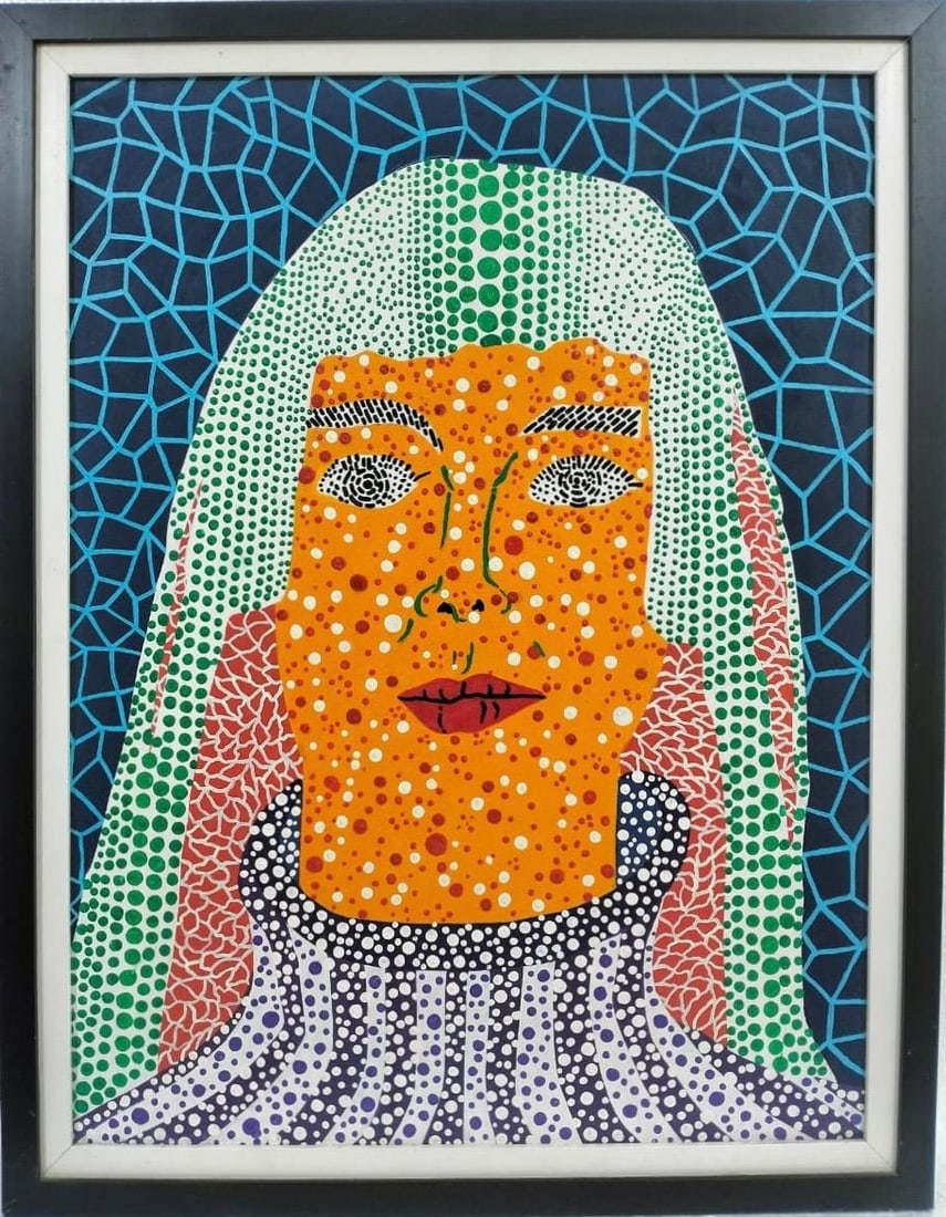 Yayoi Kusama (B.1929), In the Style of Andy Warhol Haring Pop Art Era. Oil on Canvas (1 of 9)