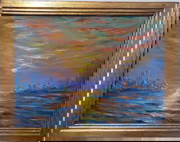 Claude Monet French 1840 - 1926 Oil on canvas Painting in the style ofRenoir Manet Pissarro Era. (1 of 7)