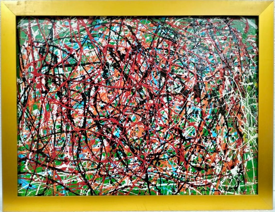 Jackson Pollock American Oil on canvas Painting In The Style of. Rothko, Kline, de Kooning O'Keeffe. (1 of 8)