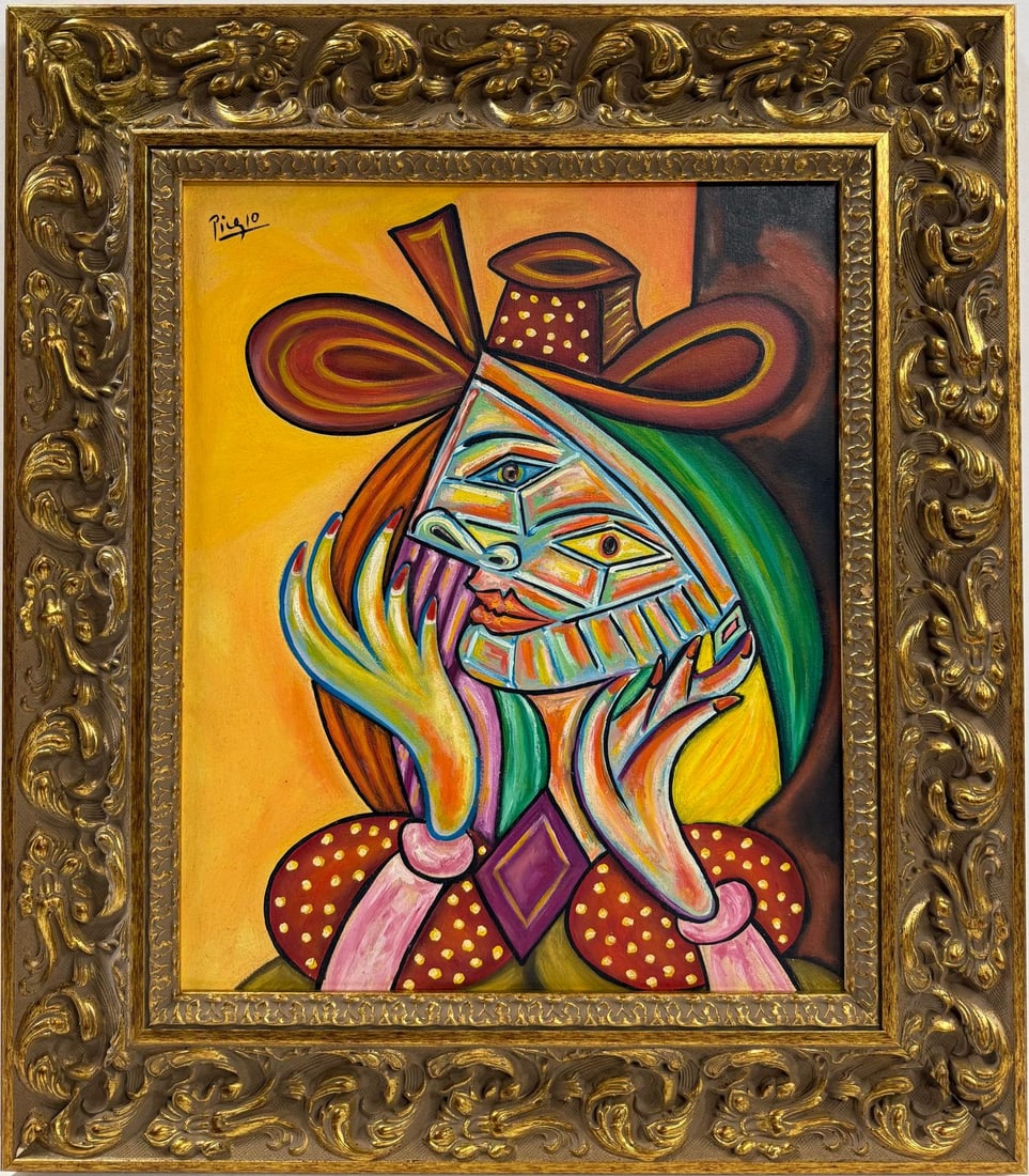 Pablo Picasso Spanish 1881-1973 Beautiful Oil On Canvas Painting. Dali Magritte, Era In the Style of (1 of 7)