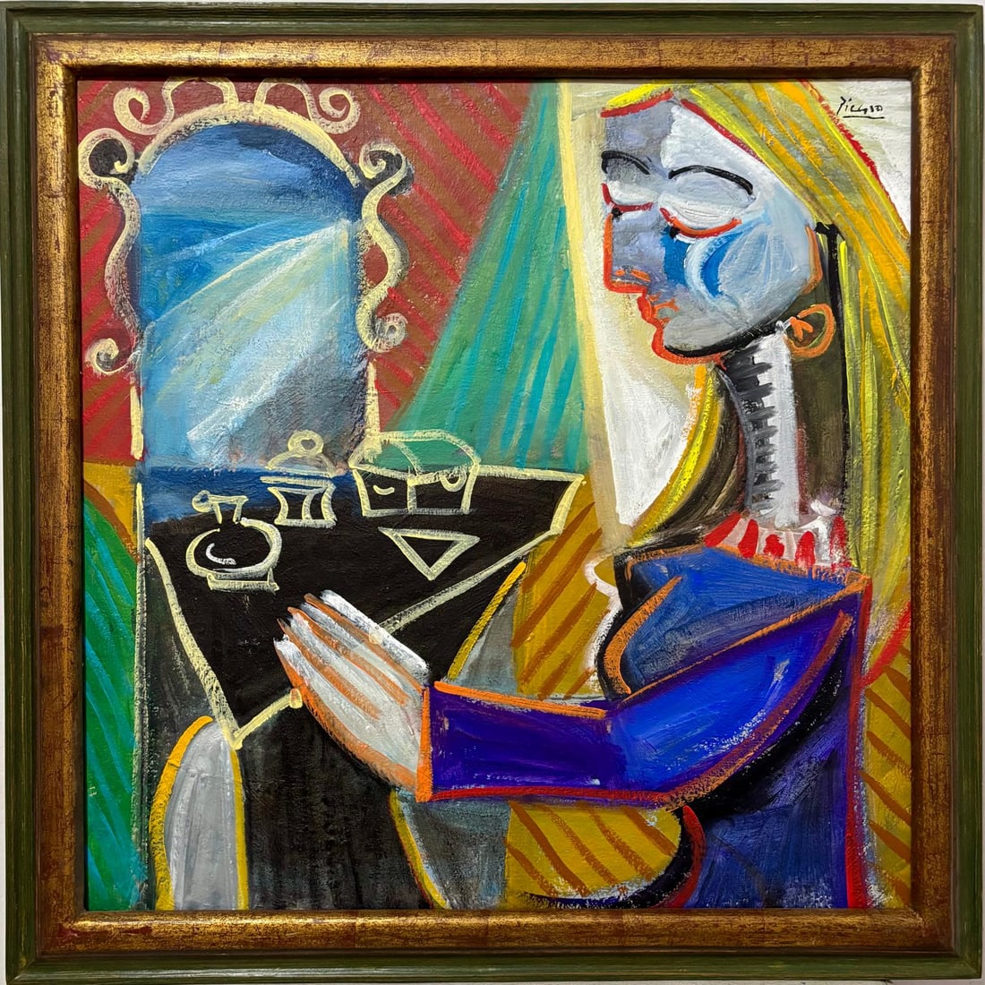 Pablo Picasso Spanish 1881-1973 BeautifulOil on canvas Painting in the style of Dali Magritte, Era (1 of 7)