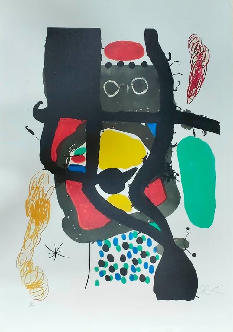 Joan Miro Spanish 1893 - 1983 Color Etching in the style of. Dali, Picasso, Magritte, Chagall Era (1 of 5)