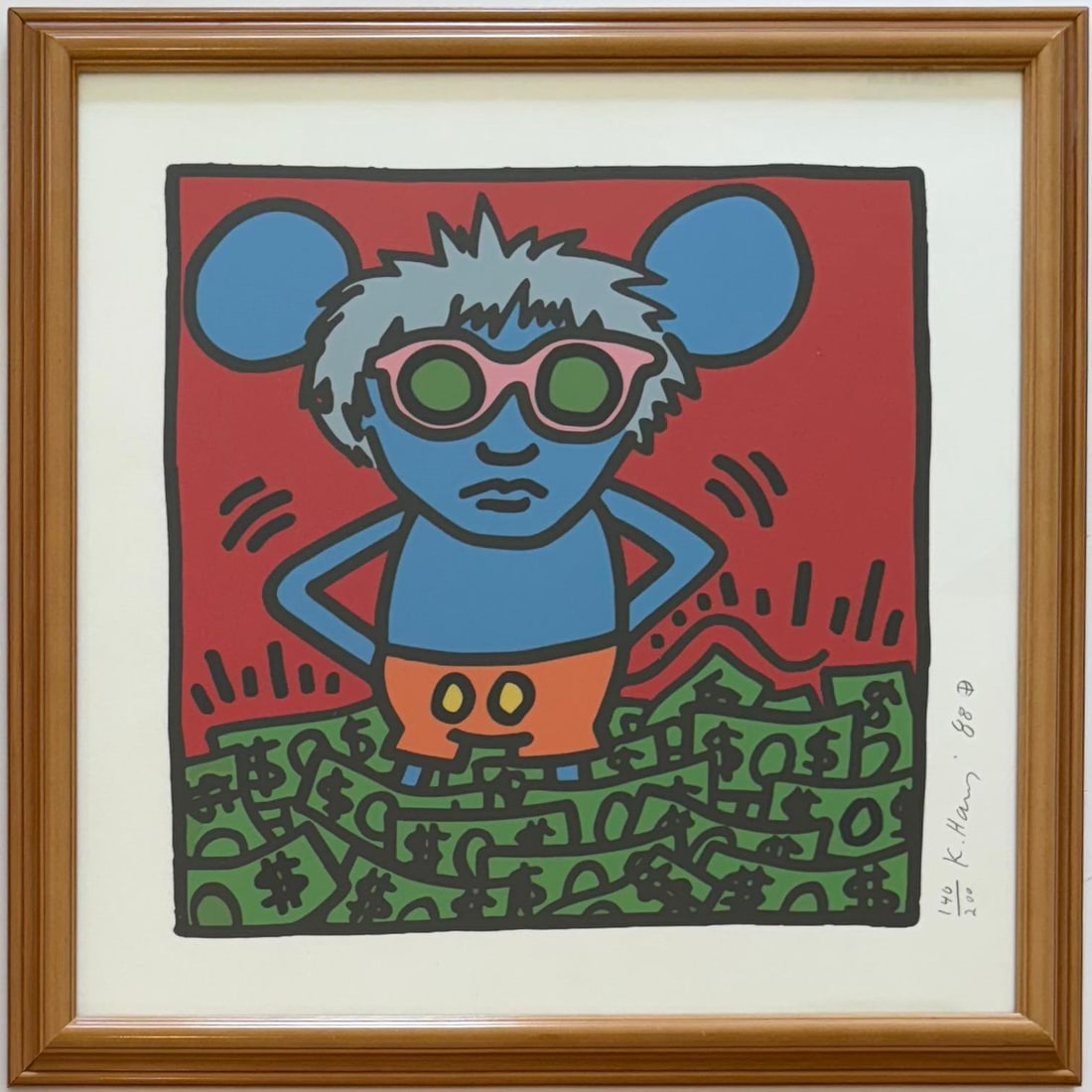 Keith Haring American 1958 - 1990 Screenprint In The Style of Warhol Haring Pop Art Era. (1 of 10)