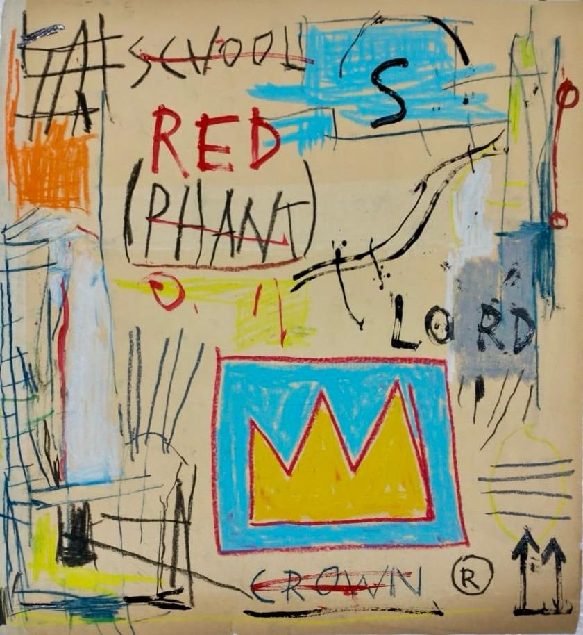 Jean Michel Basquiat Abstract In The Style of. Andy Warhol and Haring Era. Mixed Media/ Paper. (1 of 6)