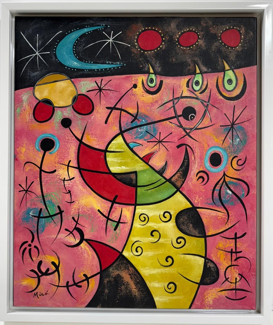 Joan Miro Spanish 1893 - 1983 Oil on Canvas in the style of. Dali, Picasso, Magritte, Chagall Era (1 of 7)