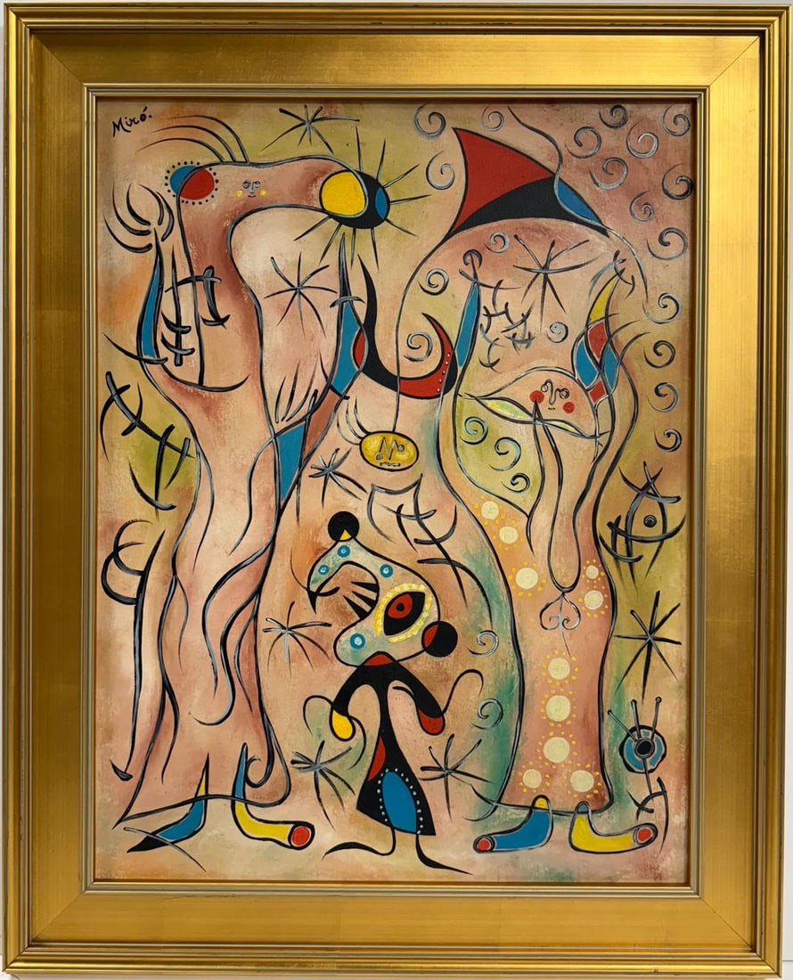 Joan Miro Spanish 1893 - 1983 Oil on Canvas in the style of. Dali, Picasso, Magritte, Chagall Era (1 of 6)