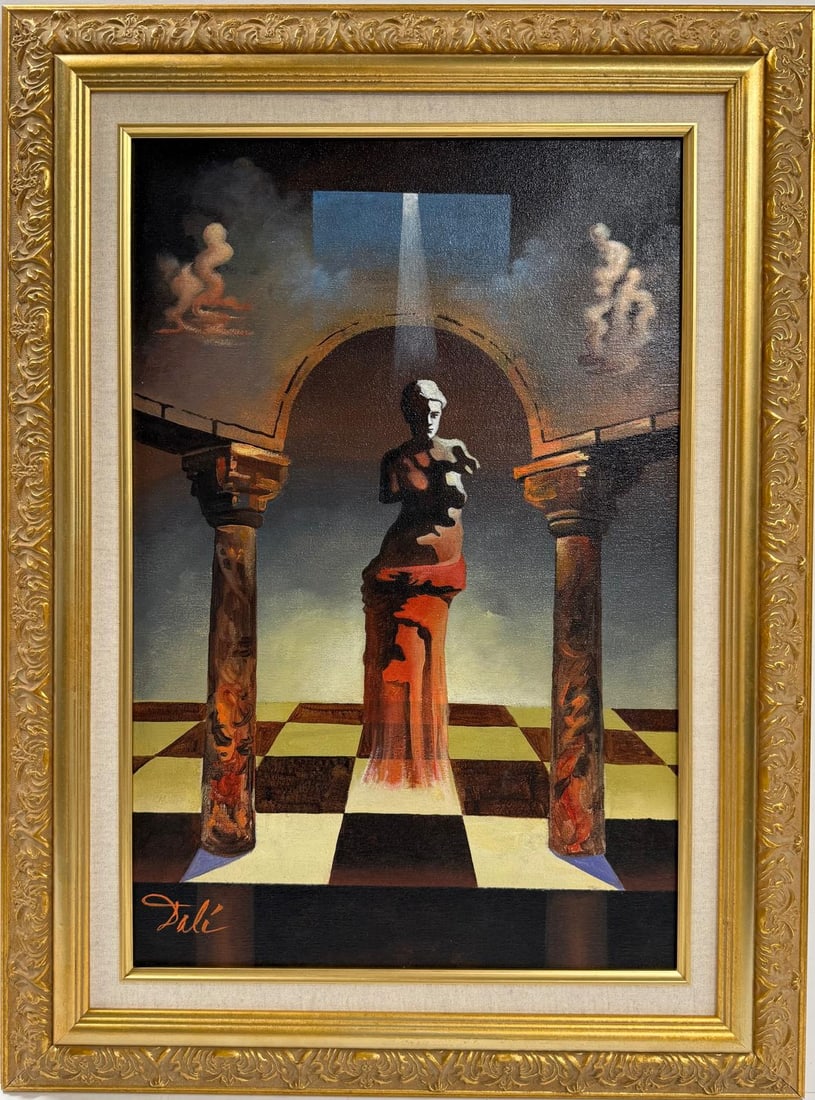 Salvador Dali Spanish 1904 - 1989 Oil on Canvas Painting in the style of. Magritte, Picasso Era (1 of 7)