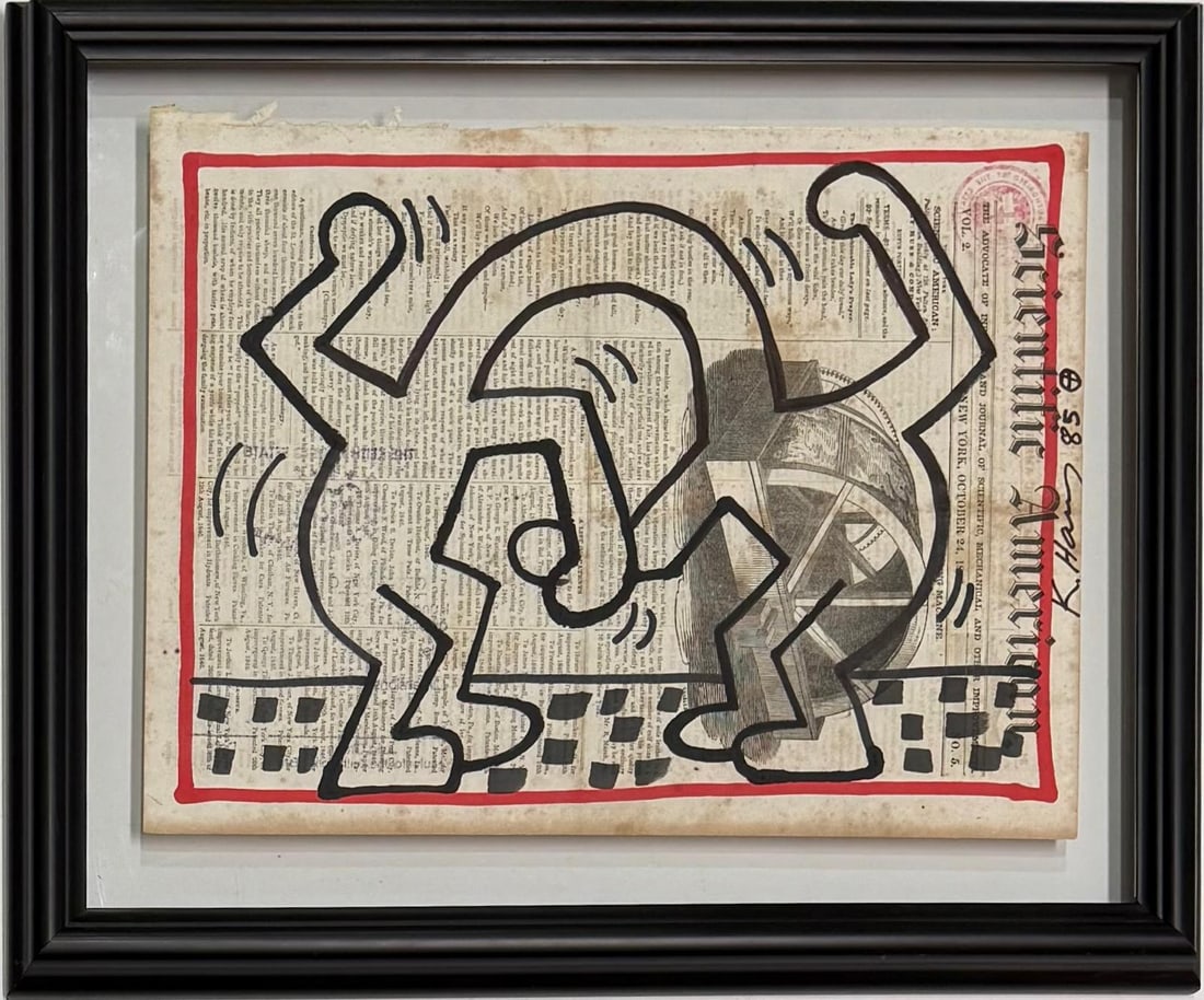 Keith Haring American 1958 - 1990 Felt Pen on Paper In The Style of. Warhol and Haring Pop Art Era. (1 of 9)