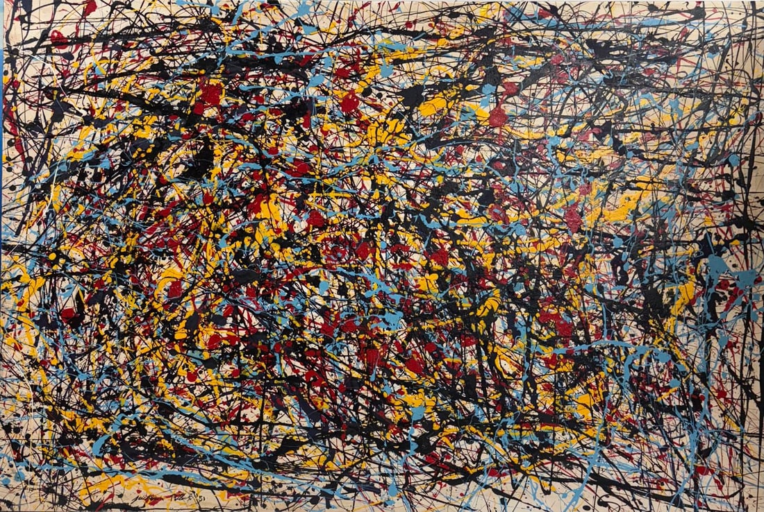 Jackson Pollock American Oil on Canvas Painting In The Style of. Rothko, Kline. Abstract Era (1 of 10)
