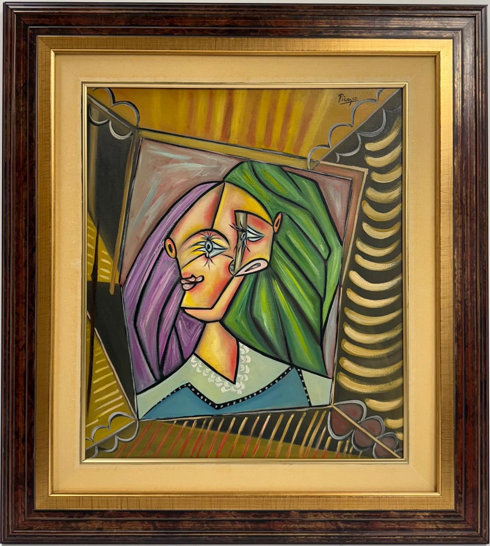 Pablo Picasso Spanish 1881-1973 Beautiful Oil on canvas painting in the style of. Cubist Era (1 of 6)