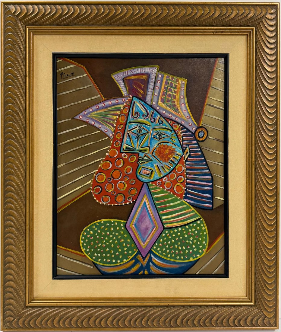 Pablo Picasso Spanish 1881-1973 Beautiful Oil on canvas painting in the style of. Cubist Era (1 of 6)