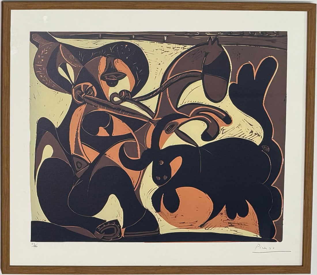 Pablo Picasso Spanish 1881-1973 Color Linocut/Paper painting in the style of. Cubist/Modern Era (1 of 6)