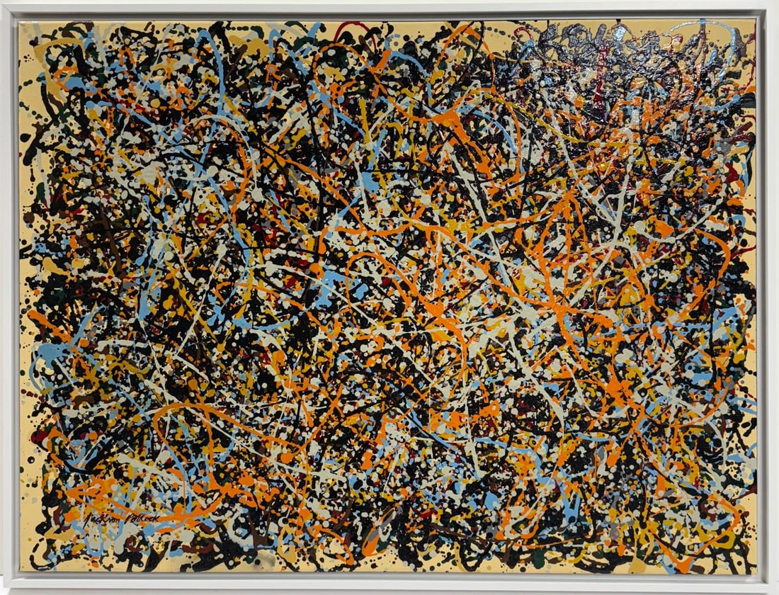 Jackson Pollock American Oil on Canvas Painting In The Style of. Abstract-Expressionist Period (1 of 7)
