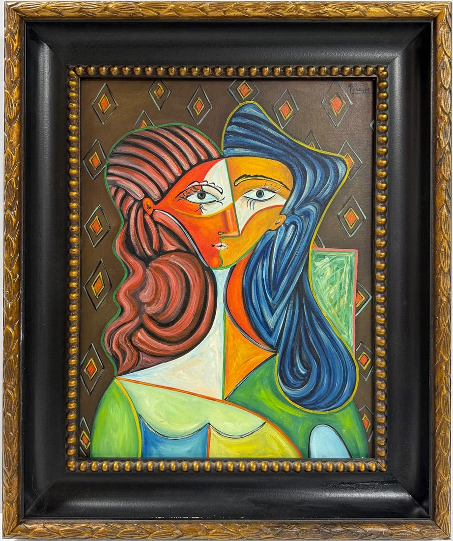 Pablo Picasso Spanish 1881-1973 Beautiful Oil on canvas painting in the style of. Cubist/Modern Era (1 of 6)