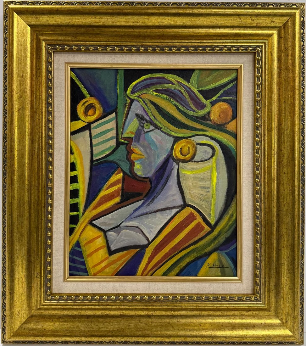 Pablo Picasso Spanish 1881-1973 Beautiful Oil on canvas painting in the style of. Cubist/Modern Era (1 of 6)