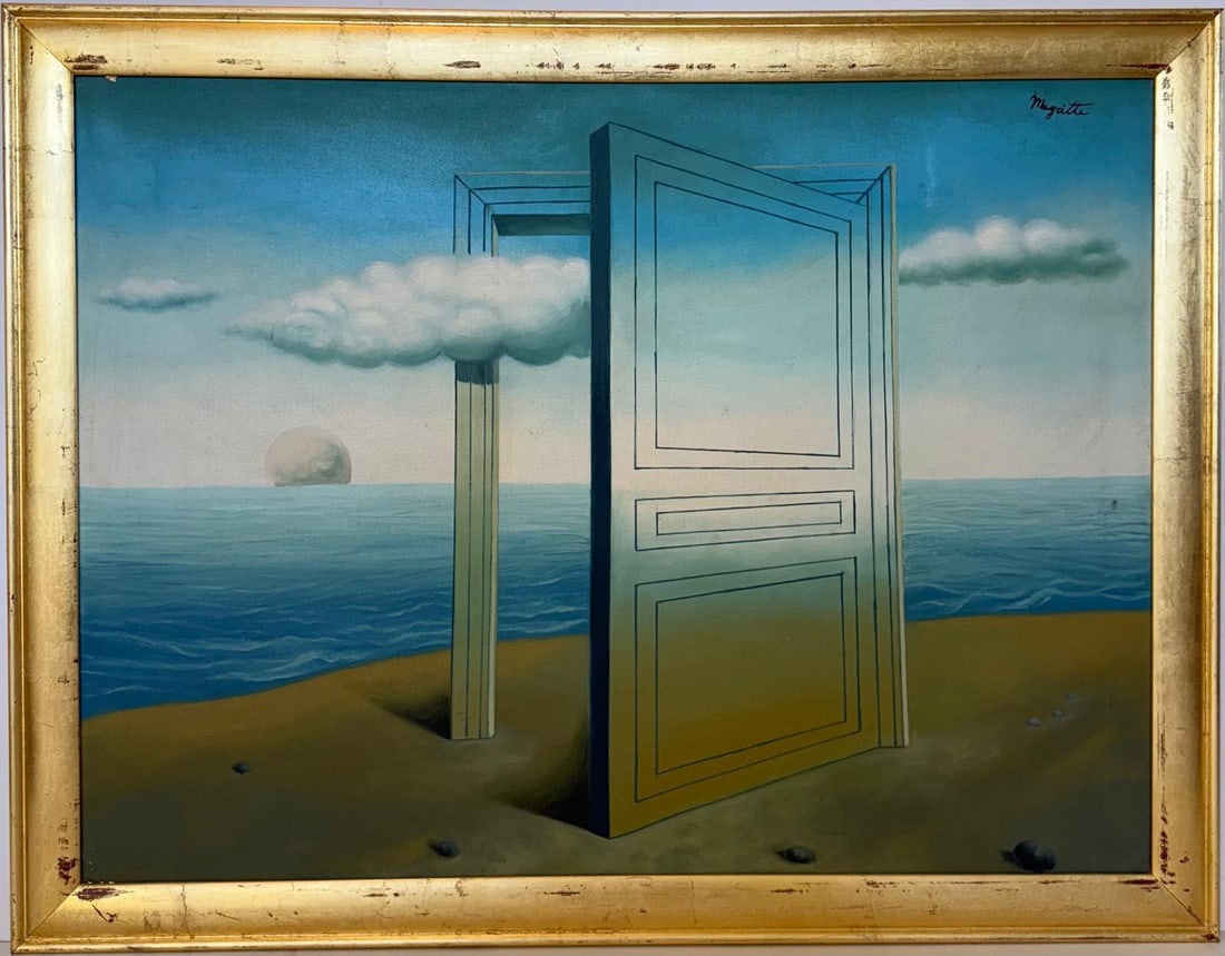 Rene Magritte Belgian 1898 - 1967 Oil on Canvas Painting in The Style of. Art Deco-Surrealist Era. (1 of 8)