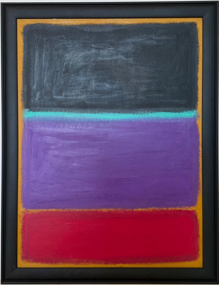 Mark Rothko Russian 1903 - 1970 Oil on canvas painting in the style of. Expressionist-Abstract Era (1 of 8)