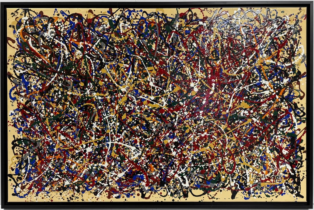 Jackson Pollock American Oil on canvas Painting In The Style of. Abstract-Expressionist Period (1 of 6)