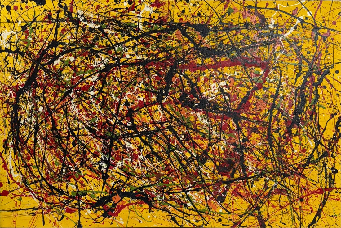 Jackson Pollock American Oil on canvas Painting In The Style of. Abstract-Expressionist Period (1 of 9)