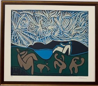 Pablo Picasso Spanish 1881-1973 Color Linocut in paper. in the style of. Dali, Magritte, Modern Era