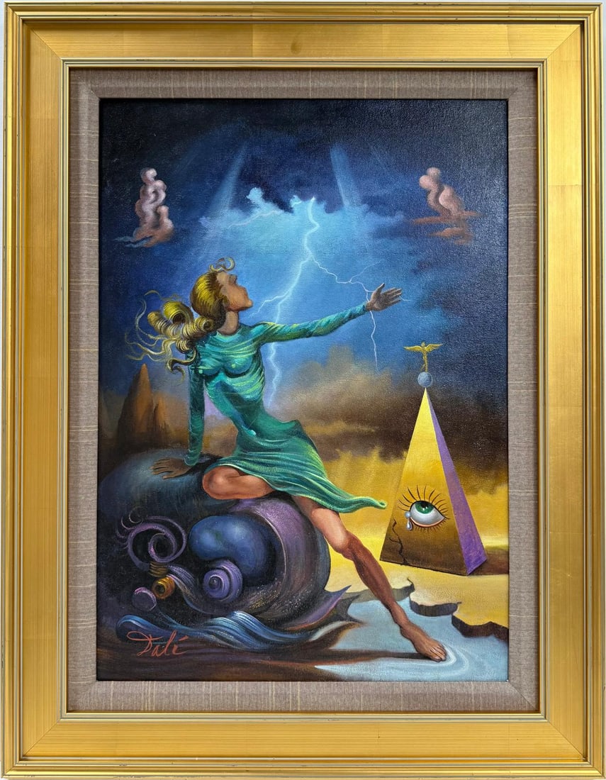 Salvador Dali Spanish 1904 - 1989 Gouache on paper Painting in the style of. Magritte, Picasso Era (1 of 7)