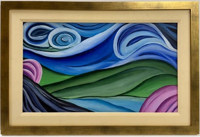 Georgia O'Keeffe American 1887 - 1986 Oil On Canvas Painting in the style of. Pollock , Picasso Era