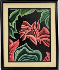 Georgia O'Keeffe American 1887 - 1986 Oil On Canvas Painting in the style of. Pollock , Picasso Era
