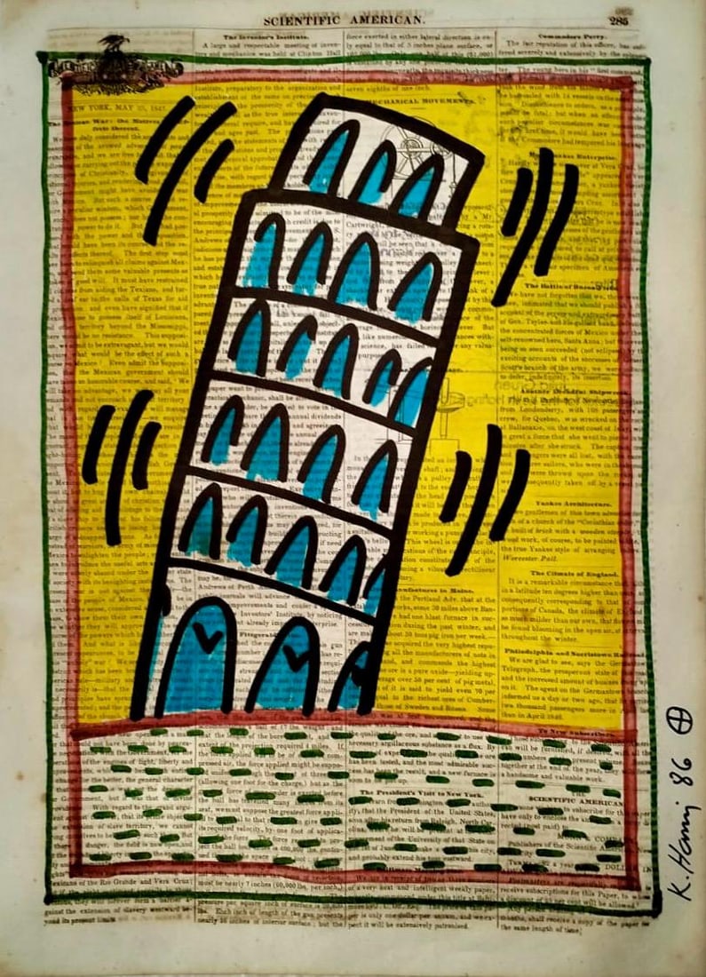Keith Haring American 1958 - 1990 Ink on Paper In The Style of. Warhol and Haring Pop Art (1 of 6)