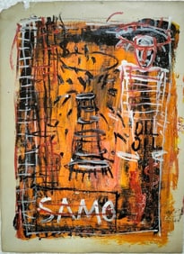 Jean Michel Basquiat Abstract In The Style of. Andy Warhol and Haring Era. Mixed Media/Paper.